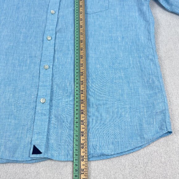 UNTUCKit Shirt Mens XL Slim Fit 100% Linen Chambray Light Blue Long Sleeve - Picture 7 of 7
